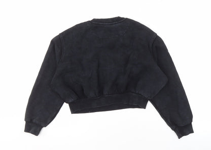 Back view of Marks & Spencer girls’ black pullover sweatshirt 9-10 university
