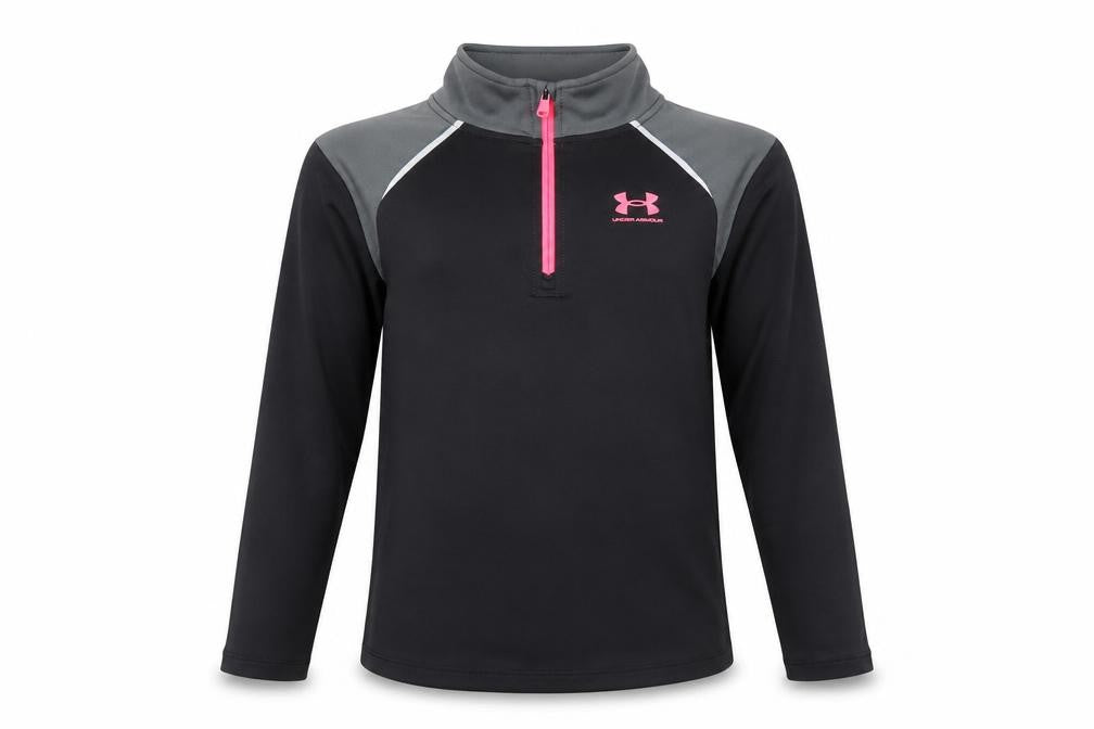 Under Armour Girls' Black Athletic Pullover, M with 1/4 Zip
