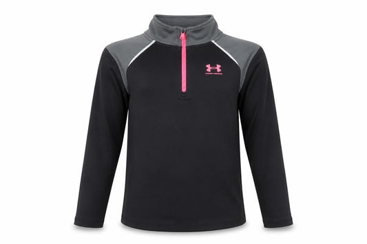 Under Armour Girls' Black Athletic Pullover, M with 1/4 Zip