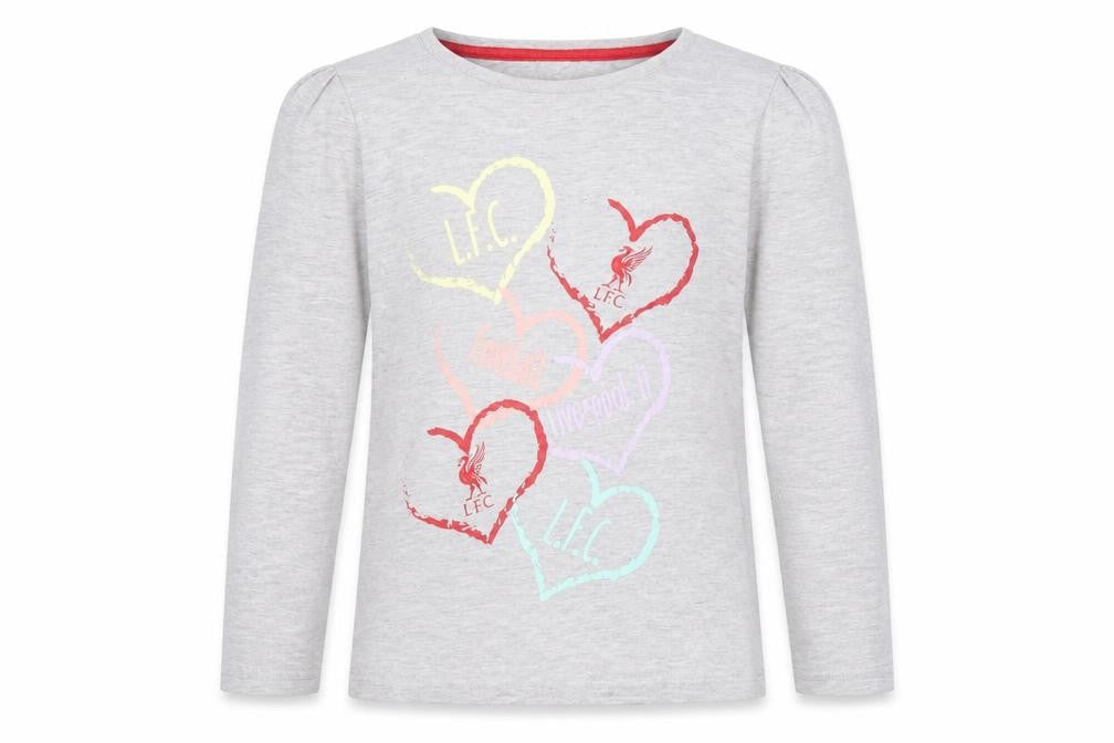 LFC Girls Grey Logo Long Sleeve T-Shirt 7-8 Years Pullover