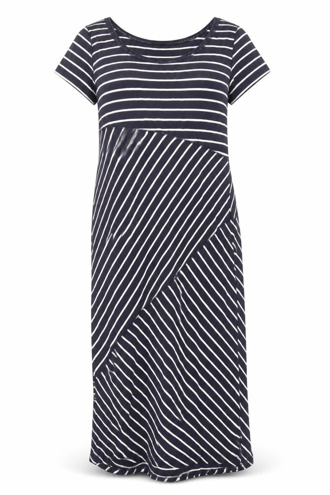 Wrap Women's Blue Striped Shift Dress, Size 14, Midi Length