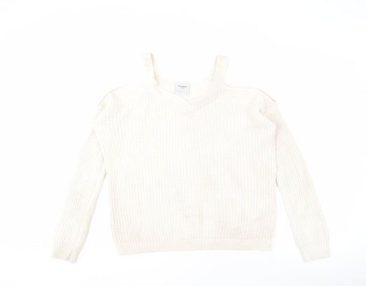 Vero Moda Women's Ivory V-Neck Knit Jumper, Size S