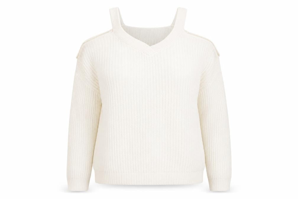 Vero Moda Women's Ivory V-Neck Knit Jumper, Size S