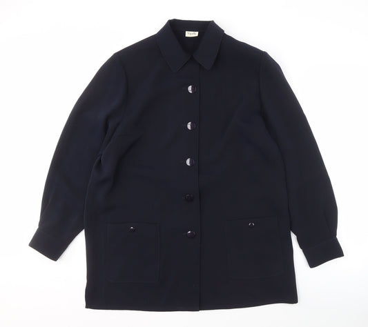 Viyella Women's Blue Button-Up Long Sleeve Shirt
