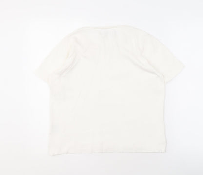 Back view of Honor Millburn Women's Ivory Beaded Blouse, size S