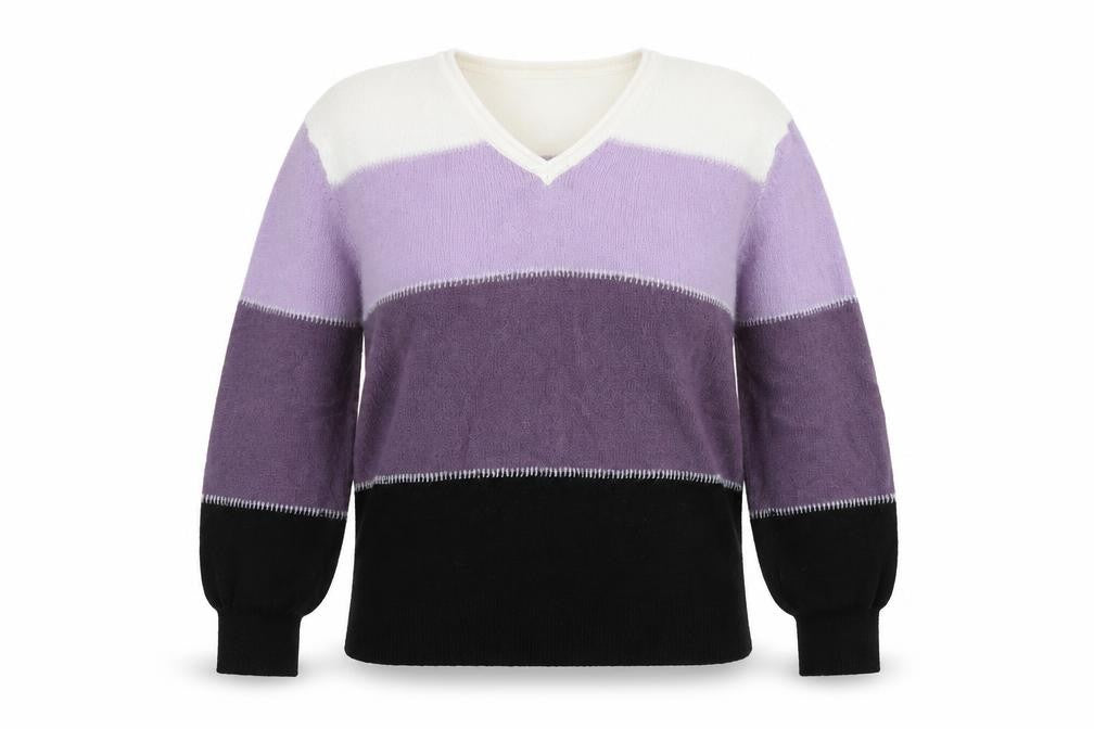 C&A Women's Multicoloured V-Neck Pullover Jumper M