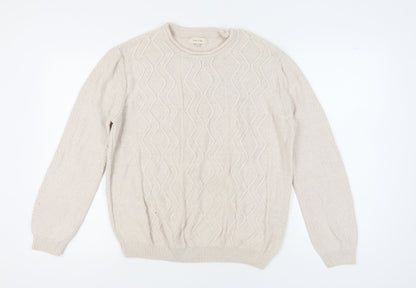 River Island Women's Beige Cable-Knit Pullover Jumper L