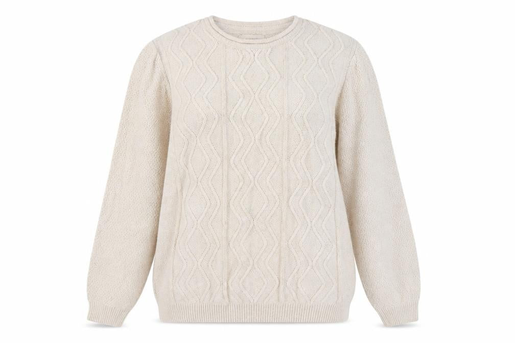 River Island Women's Beige Cable-Knit Pullover Jumper L