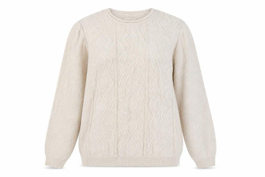 River Island Women's Beige Cable-Knit Pullover Jumper L