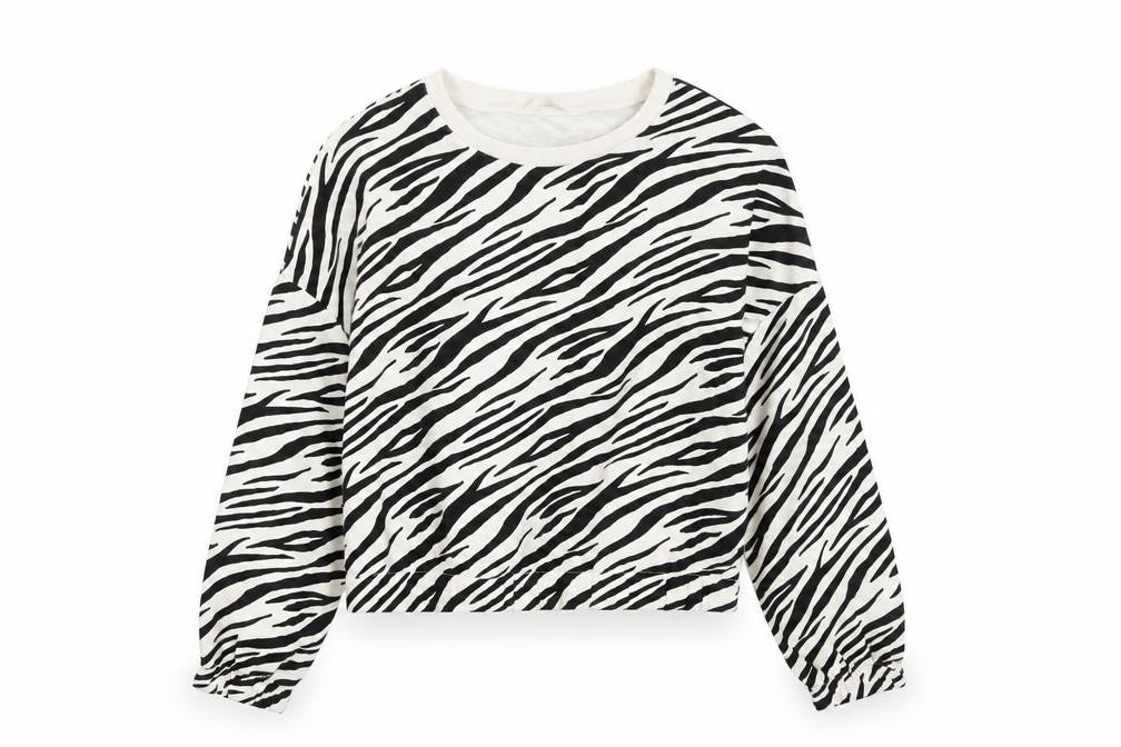 Marks & Spencer Girls' Black Zebra Print Pullover Sweatshirt