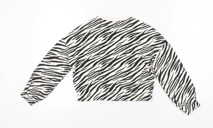 Back view of Marks & Spencer girls’' black zebra print pullover sweatshirt