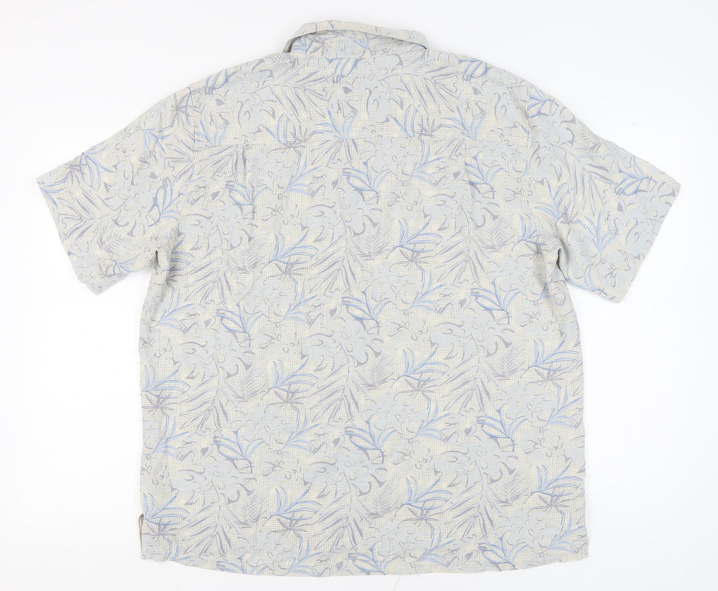 Island Republic Men's Blue XL Silk Floral Short Sleeve Shirt