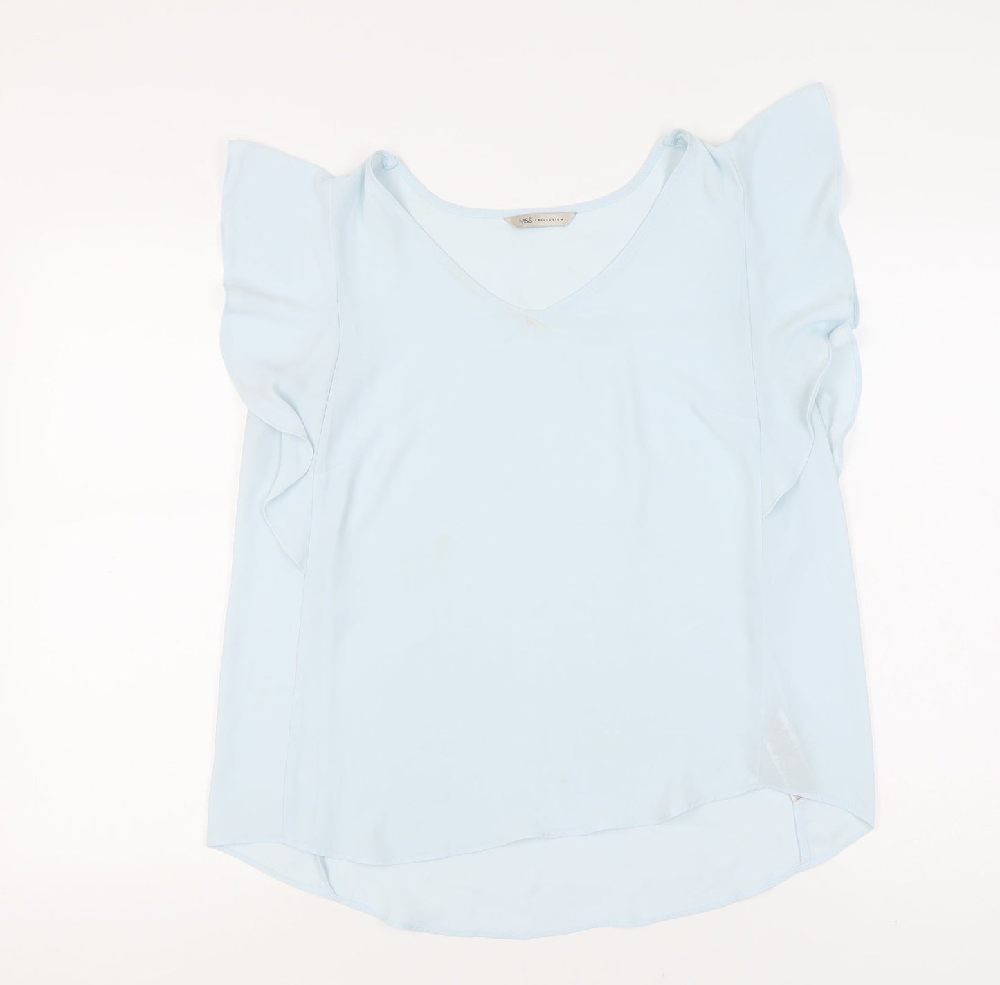 Marks and Spencer Blue Women's Blouse, Size 14, V-Neck, Casual