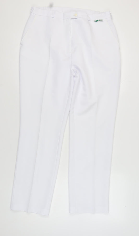 Emsmorn Women's White Regular Fit Trousers, Size 18