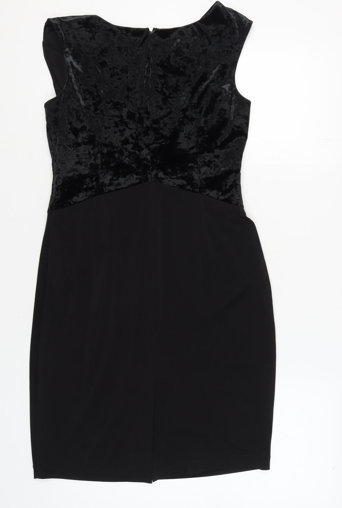 Roman Women’s Black V-Neck Velour Dress Size 12
