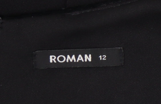 Roman Women’s Black V-Neck Velour Dress Size 12