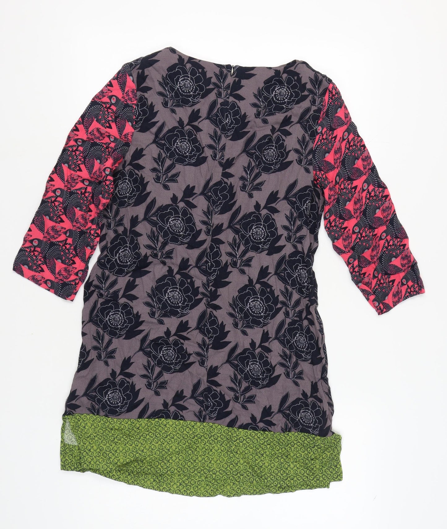 White Stuff Women's Multicoloured Floral Dress 3/4 Sleeve