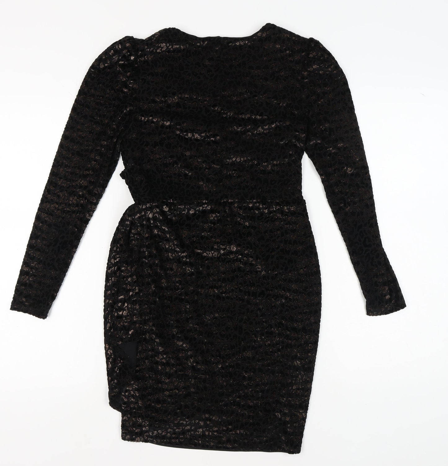 Warehouse Black Wrap Dress Women’s Size 8 Velvet Party