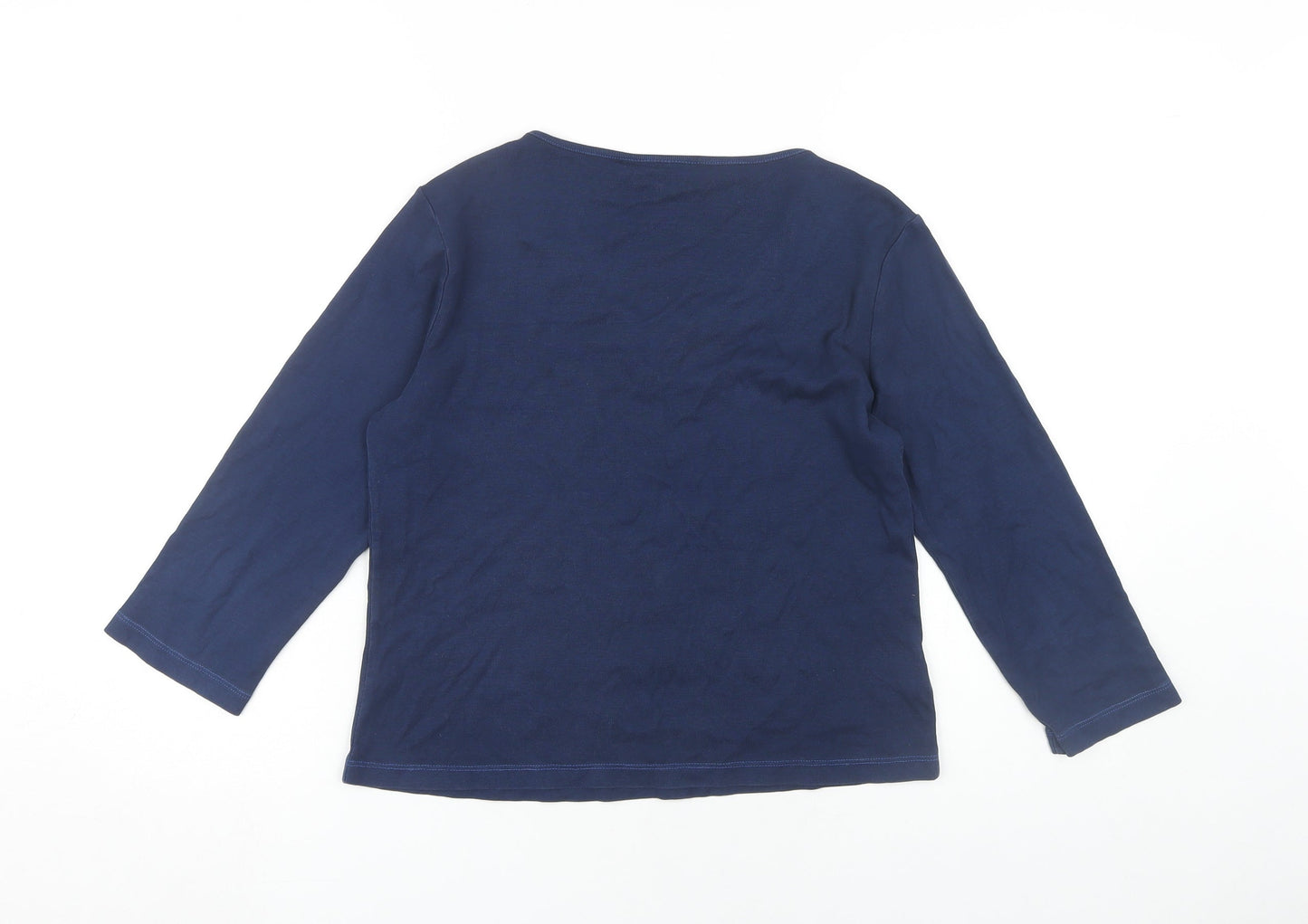 CC Women's Blue V-Neck 3/4 Sleeve T-Shirt S Casual