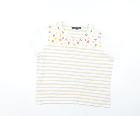 Isle Essentials Women's Beige Stripe T-Shirt Size L