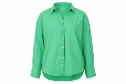 Zara Women's Green Collared Button-Up Shirt, S
