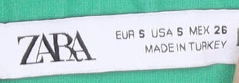 Zara Women's Green Collared Button-Up Shirt, S
