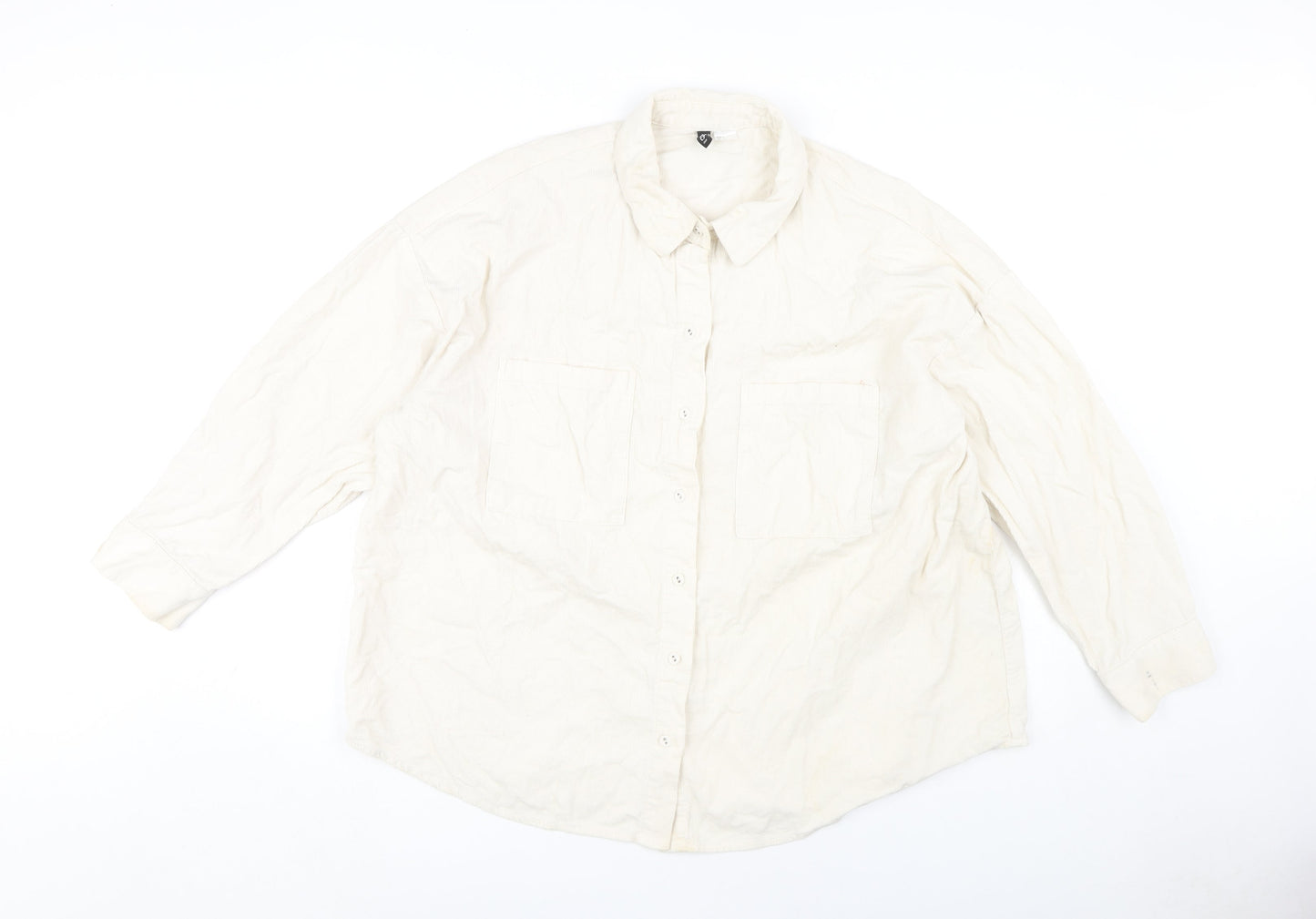 H&M Women's White Cotton Button-Up Shirt L