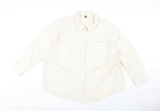 H&M Women's White Cotton Button-Up Shirt L