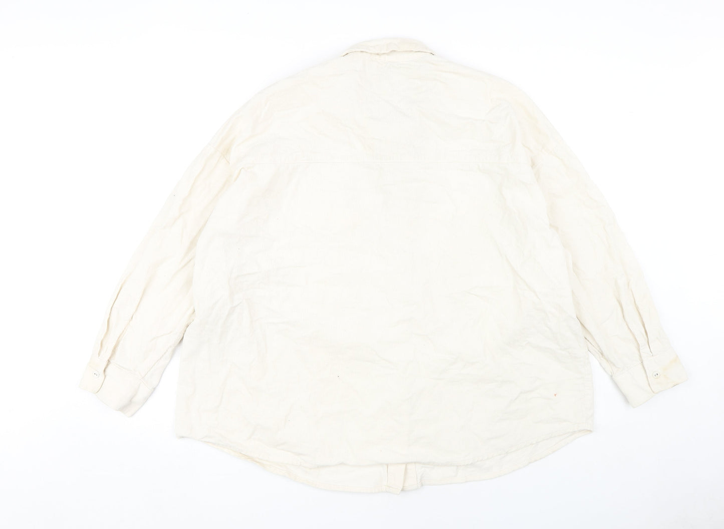 H&M Women's White Cotton Button-Up Shirt L