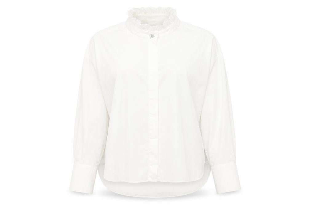 Zara Women's White XL High Neck Blouse Long Sleeve