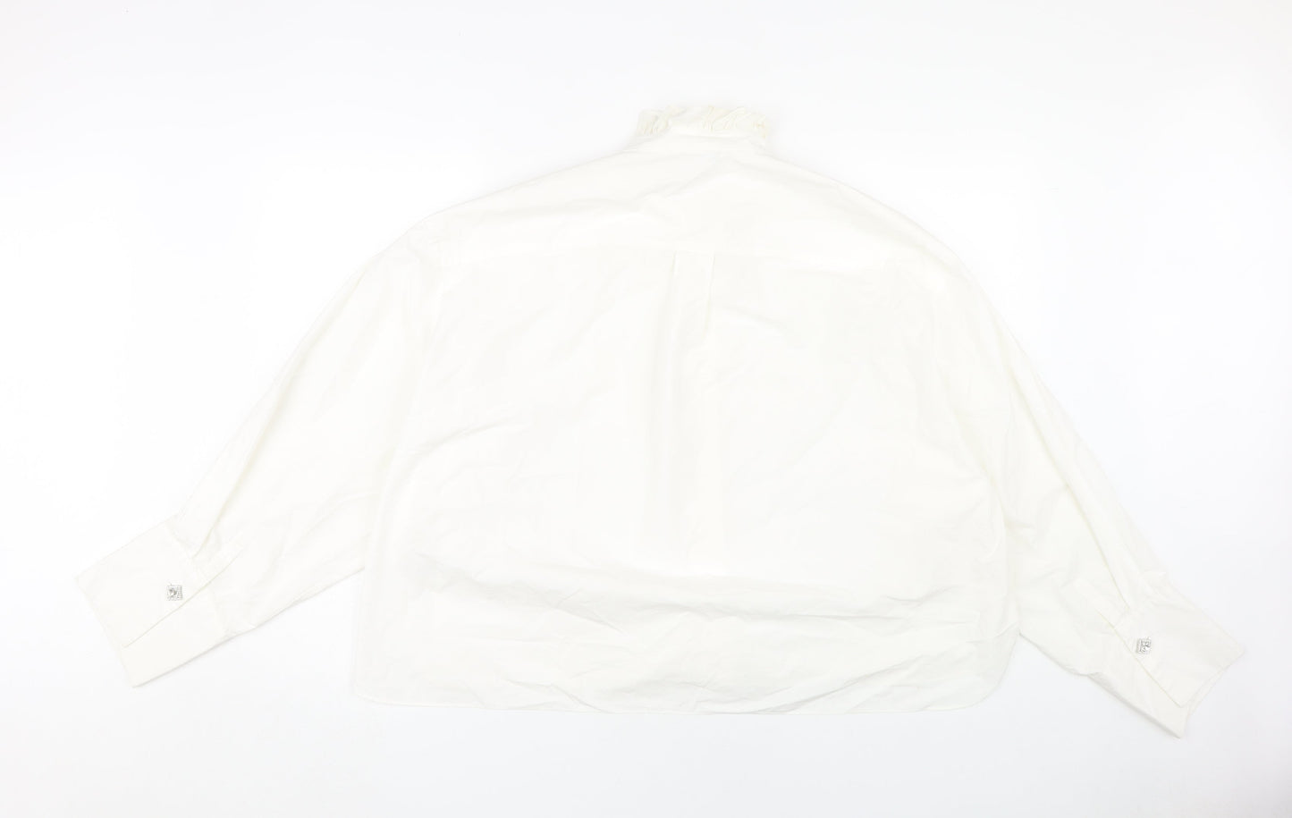 Zara Women's White XL High Neck Blouse Long Sleeve