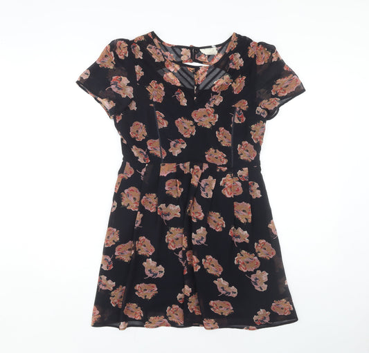 Pins and Needles Women's Black Floral Dress M