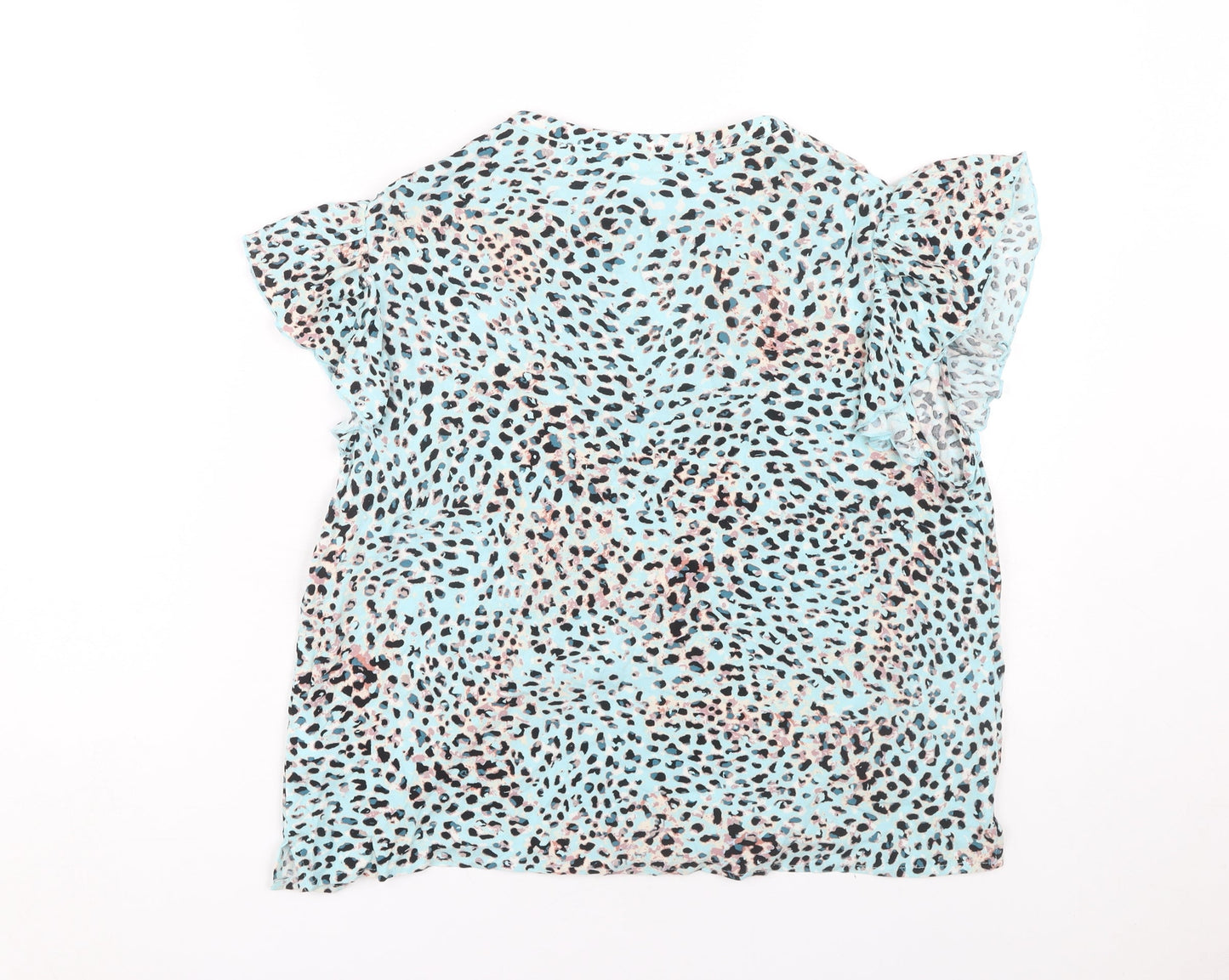 AND/OR Women's Blue Animal Print Blouse Size 10
