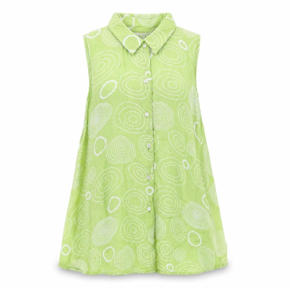 FIGURE Women's Green Geometric Collared Blouse, Size 14