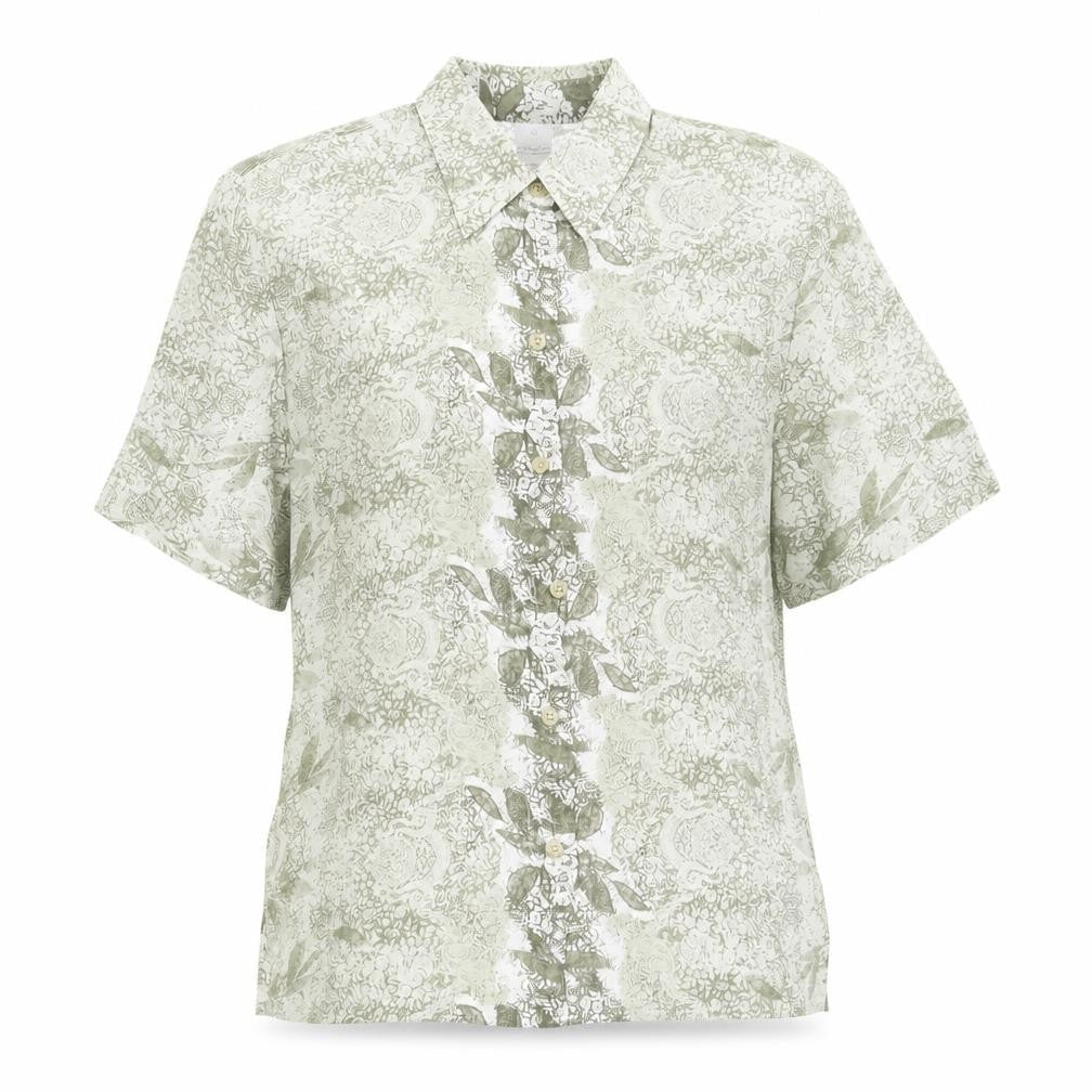 DUO Green Paisley Button-Up Shirt, Size 12, Viscose