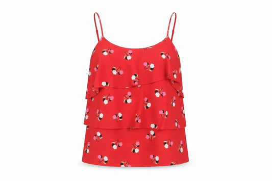 Oasis Women Red Floral Camisole Tank Top Size 10