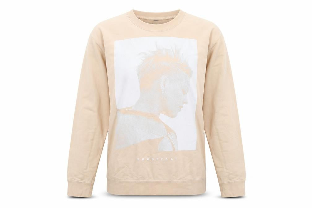 Pink Women's Beige Graphic Print Pullover Sweatshirt M