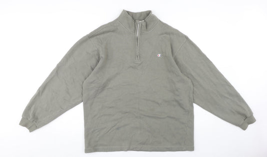 Champion Men's Green Logo 1/4 Zip Sweatshirt M