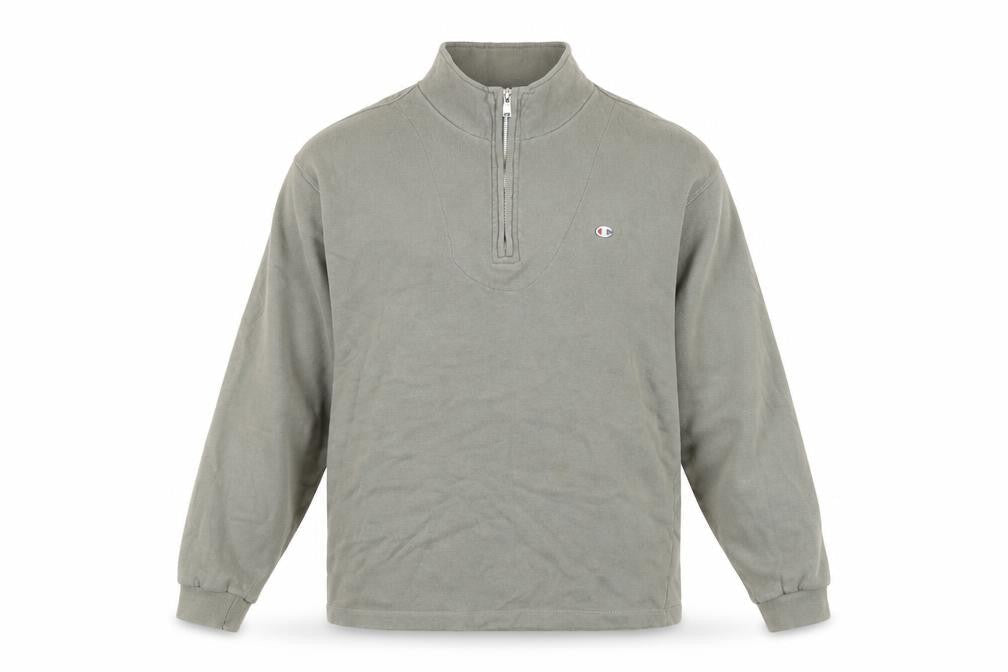 Champion Men's Green Logo 1/4 Zip Sweatshirt M