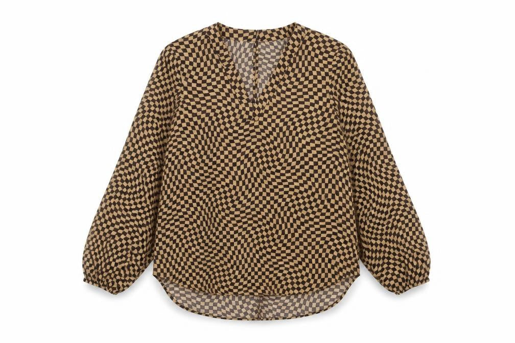 Marks & Spencer Women’s Brown Check Blouse Size 12