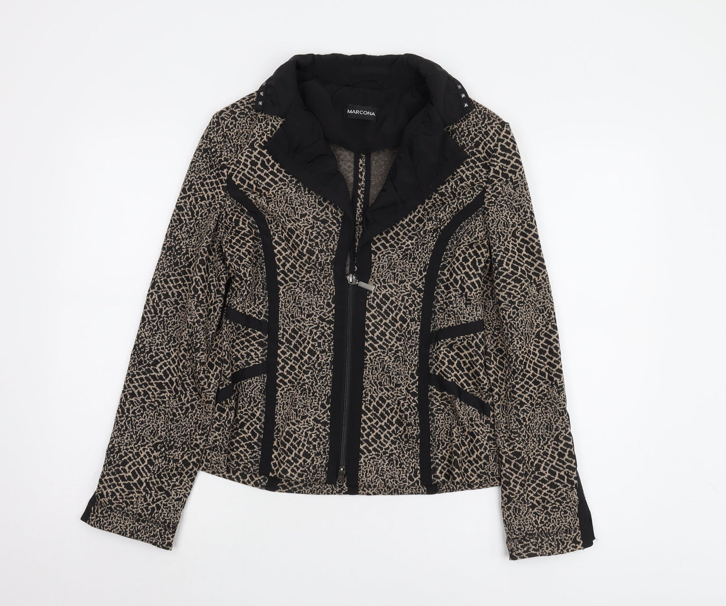 Marcona Women's Beige Black Animal Print Jacket Size 10