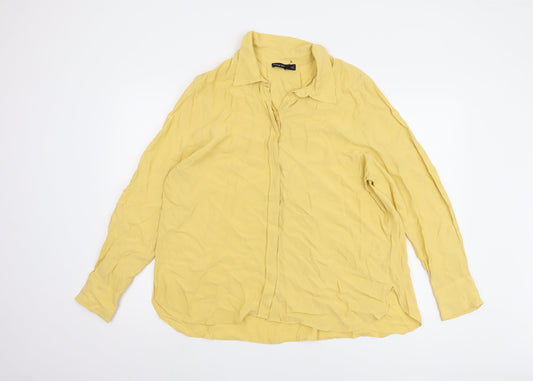 Marks and Spencer Women's Yellow Button-Up Shirt