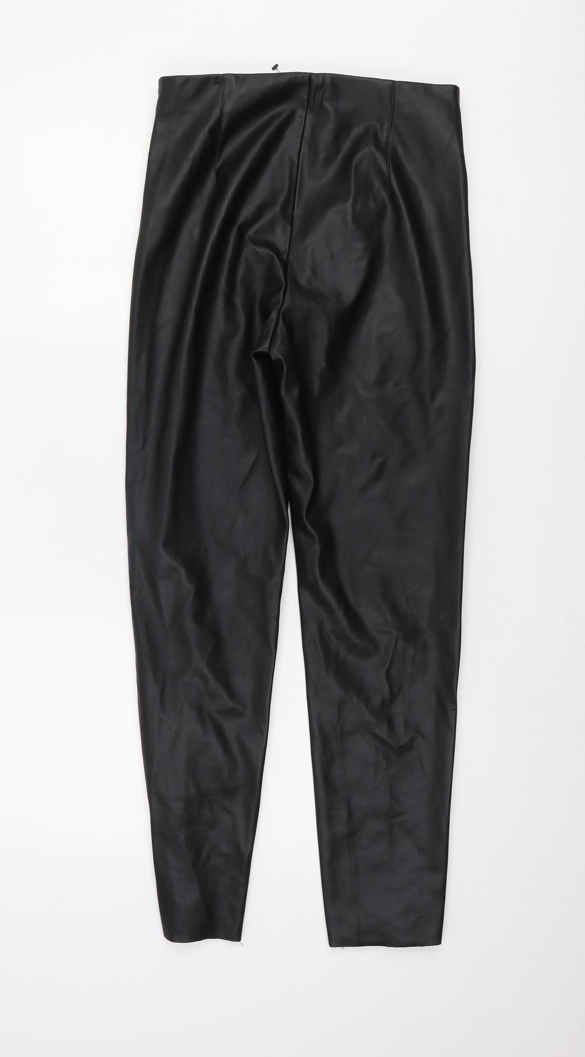 Zara Women's Black Faux Leather Trousers, Size M