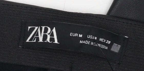 Zara Women's Black Faux Leather Trousers, Size M