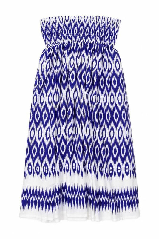 Debenhams Women's Blue Geometric Strapless Dress