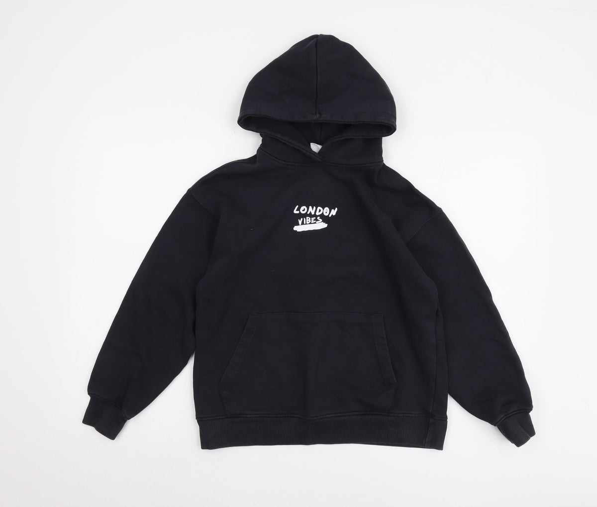 Zara Boys Black Graphic Print Hoodie Size 11-12 Years