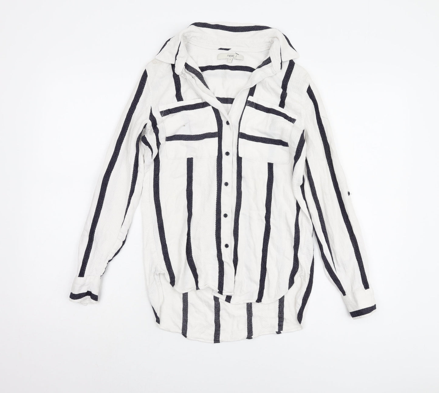 Next Women's White Striped Button-Up Shirt Size 6