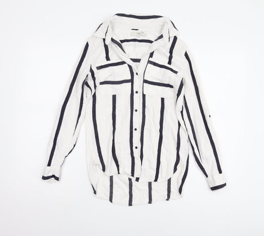 Next Women's White Striped Button-Up Shirt Size 6
