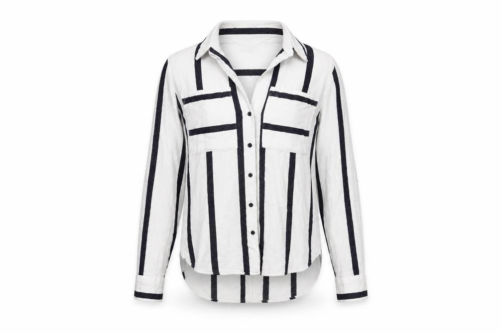 Next Women's White Striped Button-Up Shirt Size 6