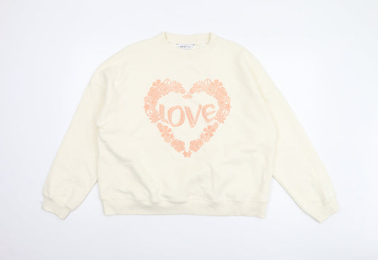 Next Women's Ivory Floral Pullover Sweatshirt L